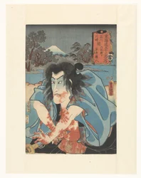 Shirai Gonpachi pleegt zelfmoord; Hirai Gonpachi, de Rokugō-veerboot tussen Shinagawa en Kawasaki (titel op object); 53 stations van de Tōkaidō (serietitel op object)
