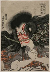 Ichikawa Danjuro VII als Kan Shojo in de Mt. Tenpai scène, uit de serie Beroemde Kabuki-stukken