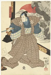 Drie acteurs bij een kamerscherm