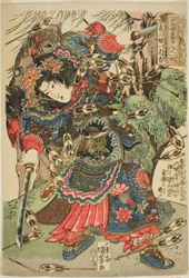 Hu Sanniang (Ko Sanjo Ichijosei), uit de serie "Honderd en Acht Helden van de Populaire Water Margin (Tsuzoku Suikoden goketsu hyakuhachinin no hitori)"