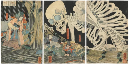 Oyataro Mitsukuni Tart het Skeletspook Opgeroepen door Prinses Takiyasha