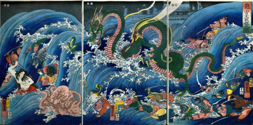 Tamatori-hime steelt het heilige juweel uit het Drakenpaleis