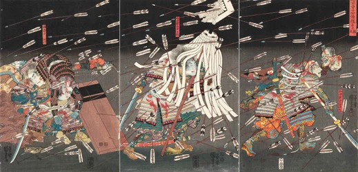 De laatste stand van de Kusunoki bij Shijonawate Nanke yushi shijonawate nite uchijini, ca. 1851