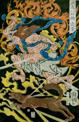 Dondergod (Shinrai) Serie: Afbeeldingen van de Acht Trigrammen in Chinese Waarzeggerij (Shūeki hakke-e), ca. 1839-41