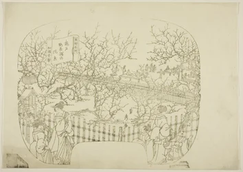 Sleutelblok voor een prent uit de serie "Toto meisho" (Beroemde gezichten op de oostelijke hoofdstad)