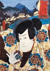 Portret van Kabuki theateracteur, ukiyo-e kunstdruk door Utagawa Toyokuni, houtsnede, Japanse beschaving, Edo periode