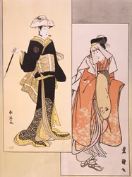 Portretten van acteurs op het podium, ca. 1794-1796, ukiyo-e, Japanse beschaving, Edo-periode