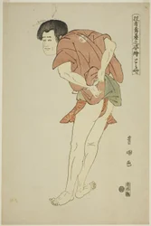 Toraya: Arashi Ryuzo II als de monnik Tojibo in het stuk "Hatsu Akebono Kaomise Soga," uit de serie "Portretten van acteurs op het podium (Yakusha butai no sugata-e)"