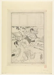 Man die op het punt staat een vrouw te onthoofden