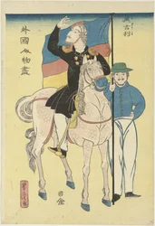 Twee Engelsen met paard en vlag