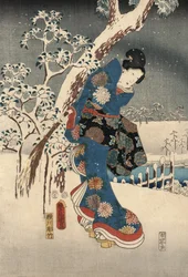 Ukiyo-e prent uit het verhaal van Genji door Kunisada en Hiroshige