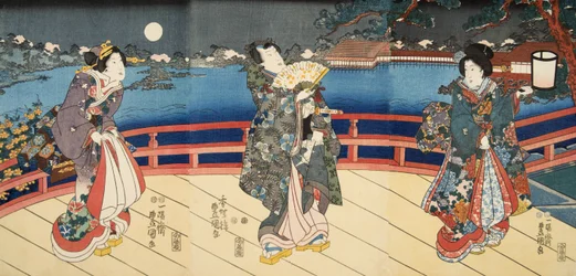 Scène uit Genji monogatari (Verhaal van Genji) door Murasaki Shibuku (geb. 978) ca. 1860