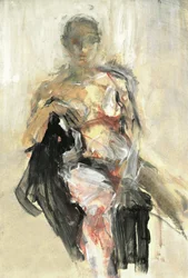 Abstracte vrouw en zwarte kat