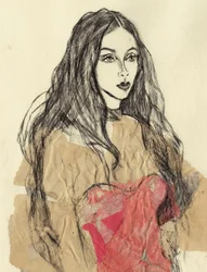Expressief rood portret