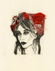 Expressief rood portret
