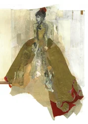 Dame in gouden jurk