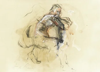 Schets van een peinzende figuur