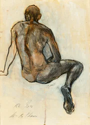 Studie naar een zittende mannelijke figuur