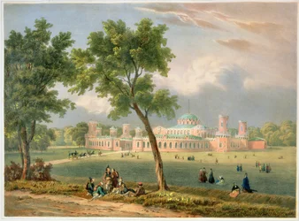 Het Peter de Grote Paleis in Moskou, gedrukt door Edouard Jean-Marie Hostein, gepubliceerd door Lemercier, Parijs, 1840s