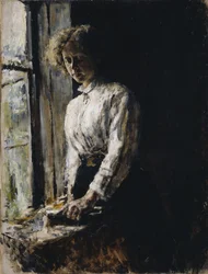 Bij het raam. Portret van Olga Fyodorovna Trubnikova, 1886