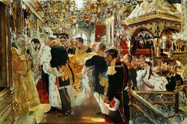 Kroning van Keizer (Tsaar) Nicolaas II van Rusland in 1894 door Valentin Serov
