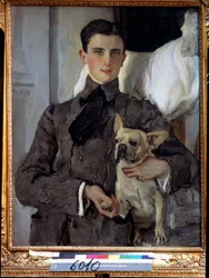 Portret van prins Felix Yusupov, graaf Sumarokov Elston, met een hond