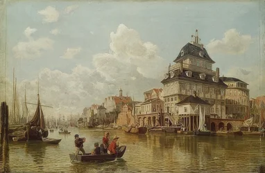 Het boomhuis in de haven van Hamburg, 1850