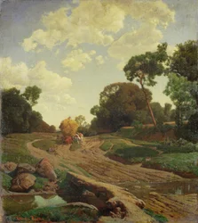Landschap met hooiwagen, ca. 1858