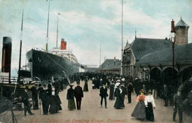 Stoomschip SS Celtic aan de kade, Liverpool, Lancashire, ca. 1904