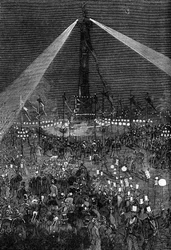 Verlichting van de Place de la Bastille in Parijs