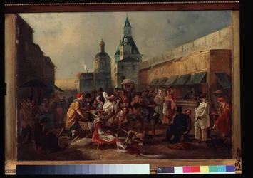 Verfrissingskraam bij de Chinese muur in Moskou