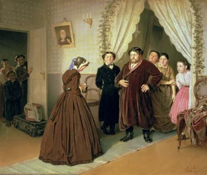 De aankomst van de gouvernante bij het huis van de koopman, 1866