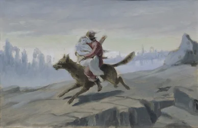 Ivan Tsarevitsj rijdend op de Grijze Wolf, eind jaren 1870-begin jaren 1880