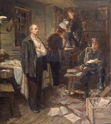 De zoektocht in het appartement van Lenin in Shushenskoye, 1958
