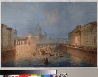 Verlichting van de Mojka in Sint-Petersburg