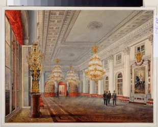 De grote hal van het Winterpaleis in Sint-Petersburg