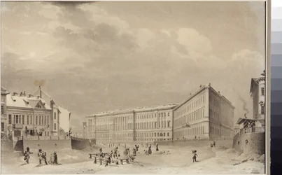 Sint-Petersburg. Het Generale Stafgebouw aan de Moika rivier, door Sadovnikov, Vasily Semyonovich (1800-1879). Aquarel op papier, voor 1833