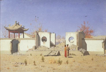 Een Chinese tempelruïne in Akkent, 1869-1870