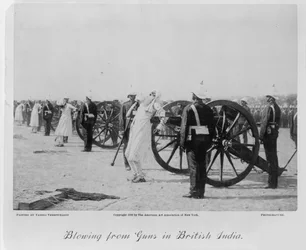 Terechtstelling met kanonnen in Brits-Indië, ca. 1890