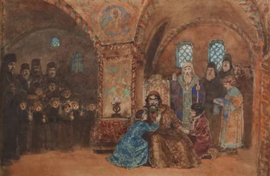 Decorontwerp voor de opera Boris Godunov door M. Musorgsky