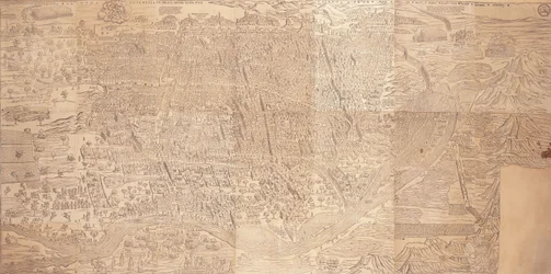 Kaart van Caïro, een Vogelvluchtzicht, 1549