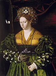 Portret van een dame in een groene jurk