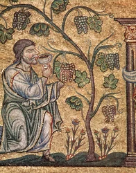 Leven van Noach, de dronkenschap (mozaïek detail)