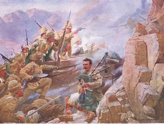 De bestorming van Dargai, illustratie uit Cassells Geschiedenis van Engeland, 1900s