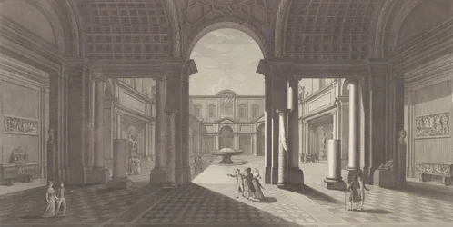 Uitzicht op de binnenplaats van het Museo Pio-Clementino, ca. 1790-1827