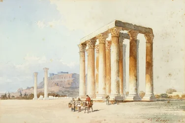 Tempel van Zeus met Akropolis, Parthenon, Athene