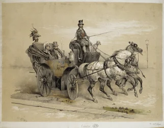 Koets - Lithografie door Adam, ca. 1840