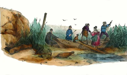 De leeuwin, jachtscène. in “Album Grotesque, Keuzes van Uitstekende Typen”, illustraties door Victor Adam, Parijs, circa 1850.