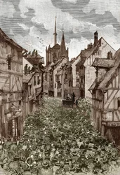 Affaire van de bezetenen van Loudun (demonen van Loudun) circa 1630: heksenjacht, de Franse priester Urbain Grandier (1590-1634) die naar verluidt een pact met de duivel had gesloten en beschuldigd werd van het betoveren van nonnen, wordt verbrand op de br