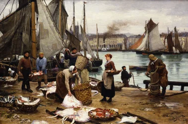 Het lossen van de vangst, 1881